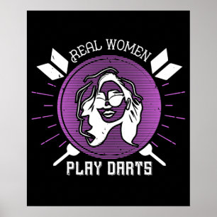 Poster Fléchettes - Les vraies femmes jouent aux fléchett