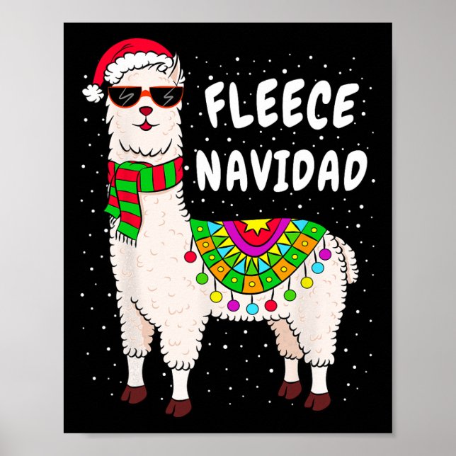Poster Fleece Feliz Navidad Llama Noël mignon Noël Noël G (Devant)