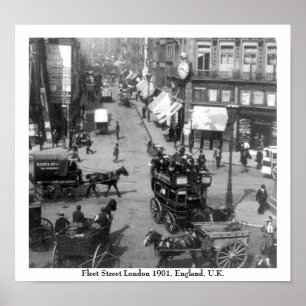 Poster Fleet Street Londres 1901 Angleterre