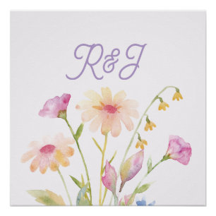 Poster fleur aquarelle modifiable 