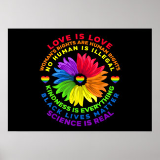 Poster Fleur Arc-en-ciel Droits humains LGBT L'amour est 