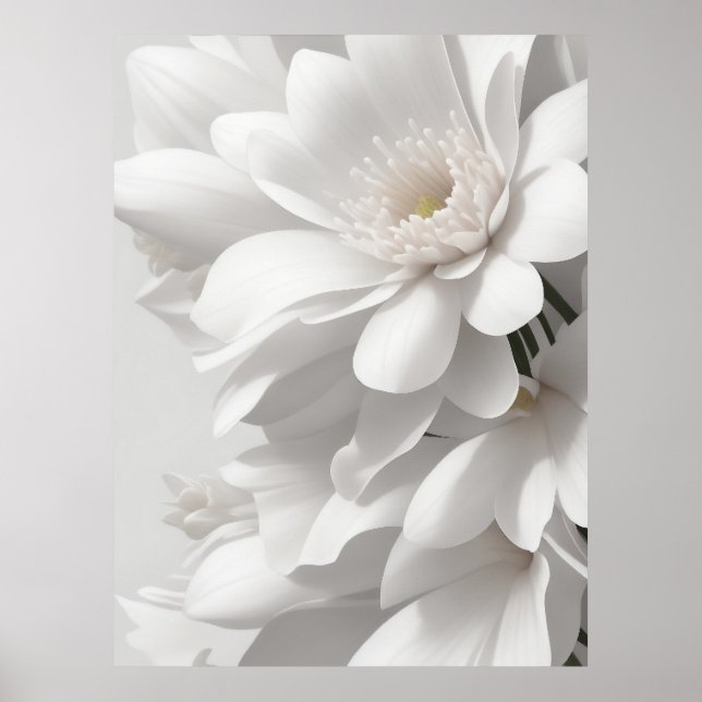 Poster Fleur Art Blanc Fleur Art Fleur de Vie Art Des (Devant)