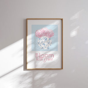 Poster Fleur avec Grace rose Floral Vase Christian