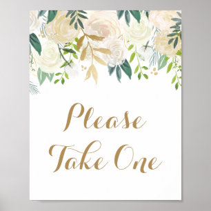 Poster Fleur Blanc Or S'Il Vous Plaît Prendre Un Signet P