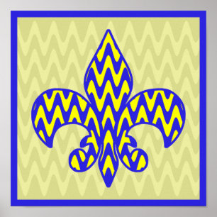 Poster Fleur bleu et jaune de lis