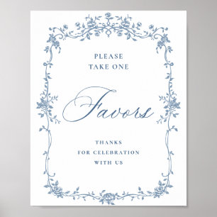 Poster Fleur Bleue Ornate Victorian Grace Favore Mariage