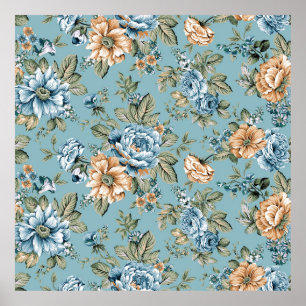 Poster Fleur botanique d'aquarelle sans couleur