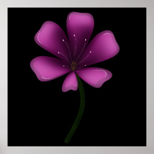 Poster Fleur Botanique Sombre Humeur Vernis Violet Électr