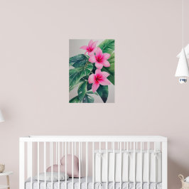 Poster Fleur d'aquarelle Frangipani rose