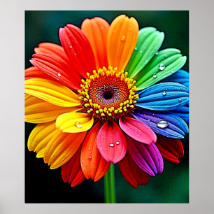 Poster Fleur d'art à pétale arc-en-ciel