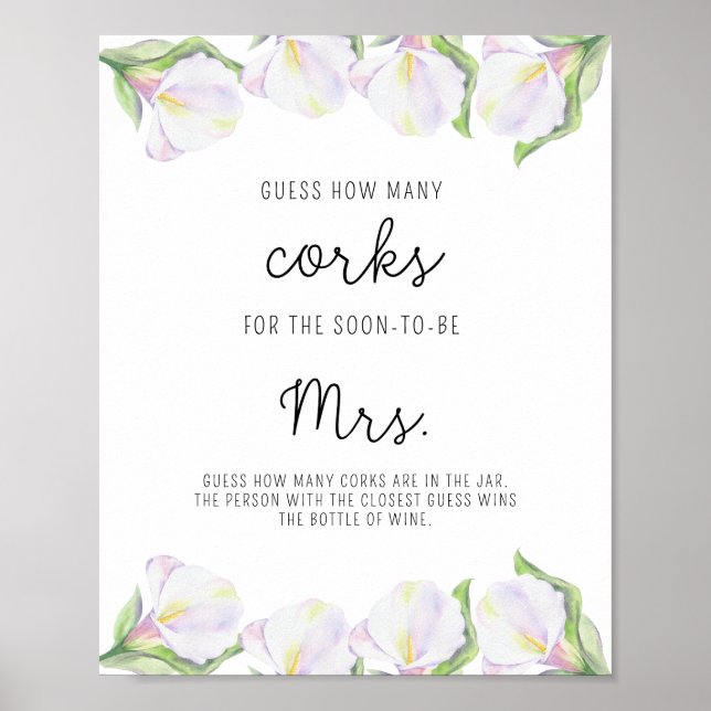 Poster Fleur de calla - Lancer de mariage Devinez combien (Devant)
