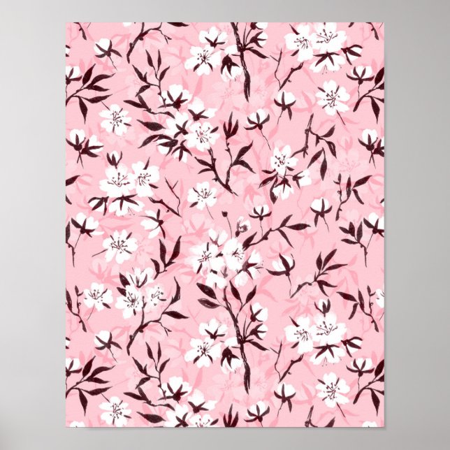 Poster Fleur de cerisier blanc (Devant)