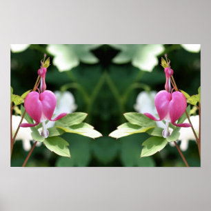 Poster Fleur de cœur saignant rose Miroir Art de la natur