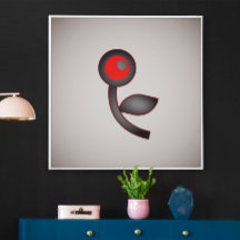 Fleur de Crimson : Fleur Abstraite avec Rouge et N