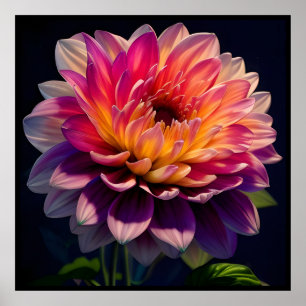 Poster Fleur de dahlia rose et orange chaud