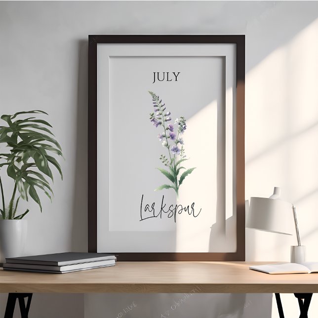 Poster Fleur de Delphinium Mois de Naissance Juillet (Créateur téléchargé)