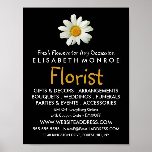 Poster Fleur de la marguerite, fleuriste publicité (Devant)