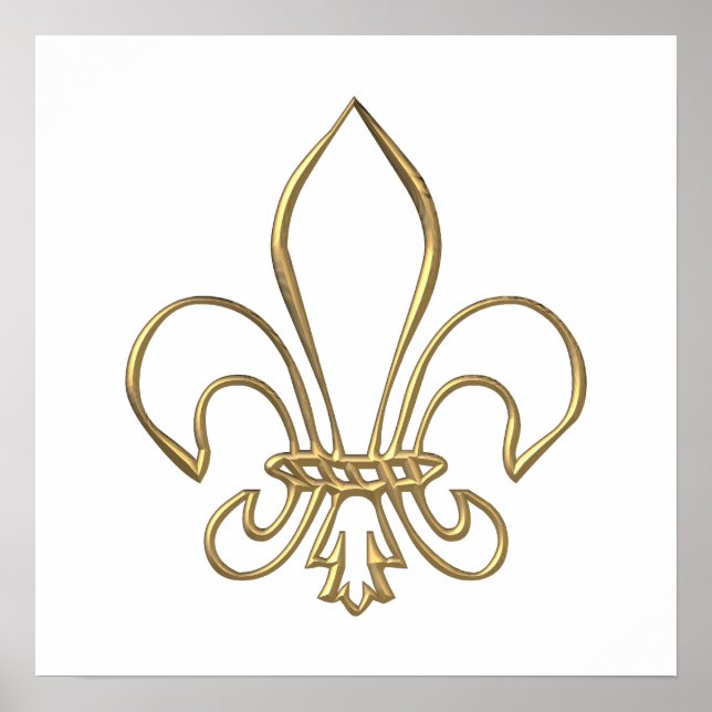Poster Fleur de lis "3-D" d'or (Devant)