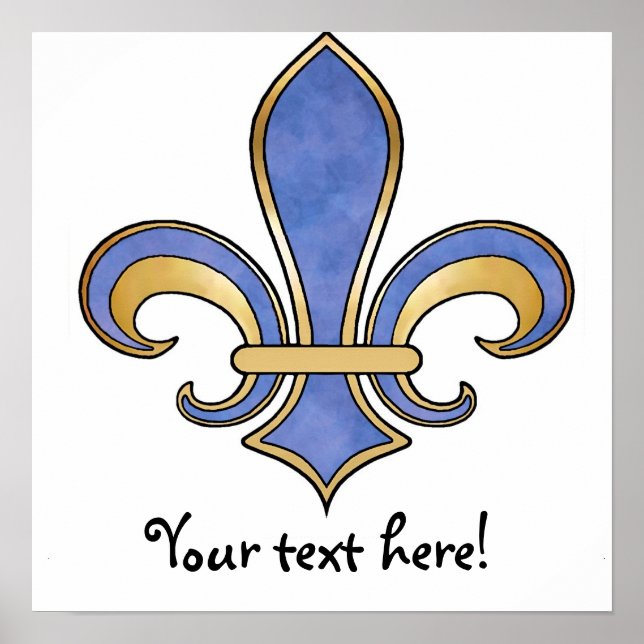 Poster Fleur de Lis en couleur unie - Bleu foncé (Devant)