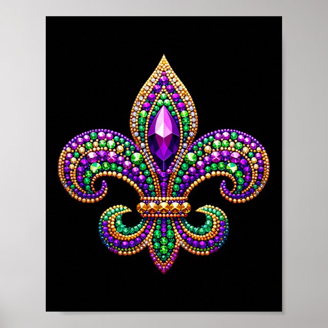 Poster Fleur de lis Mardi Gras Symbole Carnaval Parade Co (Devant)