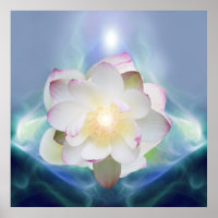 Fleur de lotus blanc en cristal bleu