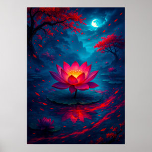 Poster Fleur de Lotus brillant sous l'Imaginaire clair de