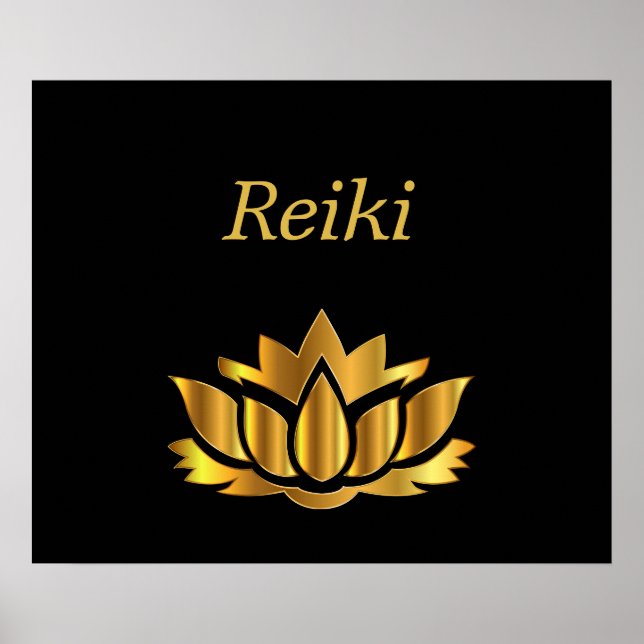 Poster Fleur de Lotus d'or Reiki (Devant)