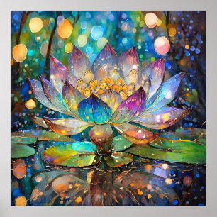 Poster Fleur de lotus en fleurs illuminée