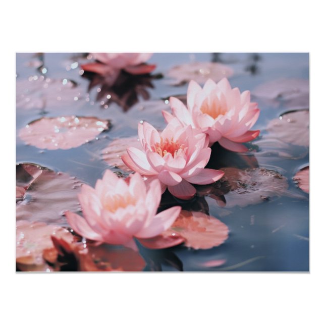 Poster Fleur de lotus rose pastel, générée par l'IA, (Devant)