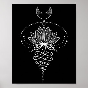 Poster Fleur de lotus spirituelle Unalome Zen Méditation