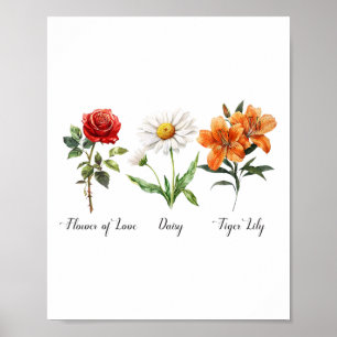 Poster Fleur de love daisy subtile florale anti-Trump Tig