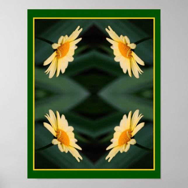 Poster Fleur de marguerite jaune gros Abstrait (Devant)