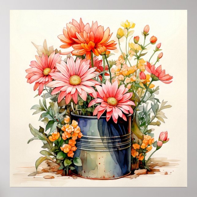 Poster Fleur de marguerites fraîchement cueillies (Devant)