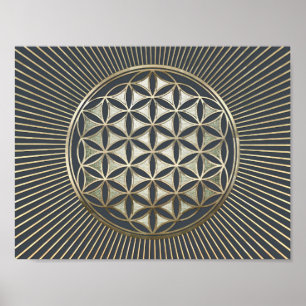 Poster Fleur de métallique de la vie de relief