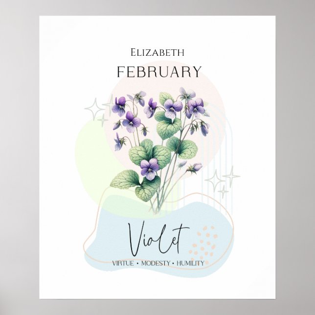 Poster Fleur de naissance violette pour février (Devant)