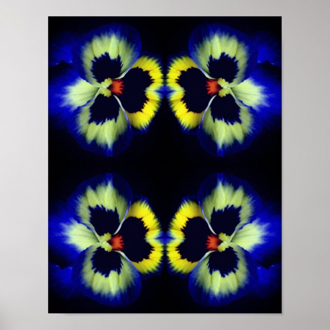 Poster Fleur de Pansy Bleu Abstrait (Devant)