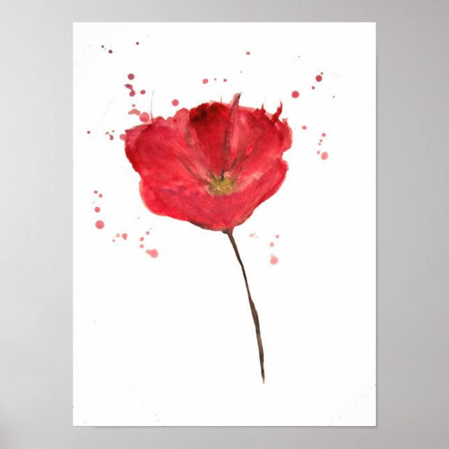 Poster Fleur de pavot à aquarelle peinte (Devant)