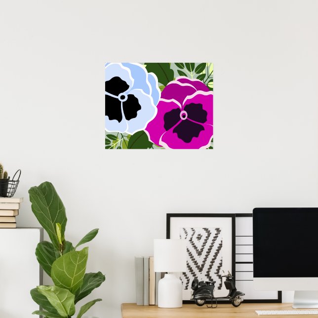 Poster Fleur de pensée bleue (Bureau à domicile)