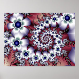 Poster Fleur de perle de satin Spirale Botanique Fractale