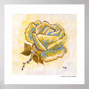 Poster Fleur de rose jaune unique Floral Sud de la France