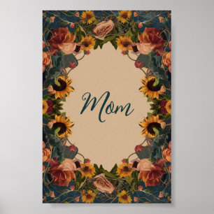 Poster Fleur de tournesol élégante fête de la mère "Maman