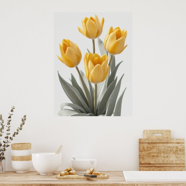 Poster Fleur de Tulipe Jaune (Cuisine)