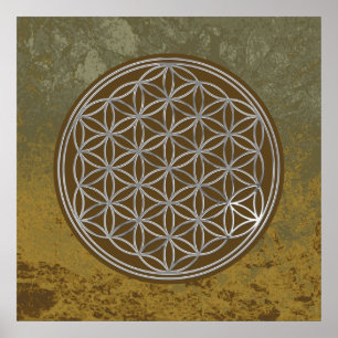 Poster Fleur de vie / Blume des Lebens - ARGENT