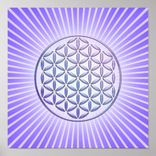 Poster Fleur de vie / Blume des Lebens - timbre violet