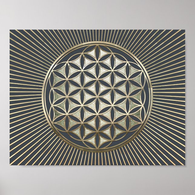 Poster Fleur de vie en relief métallique (Devant)