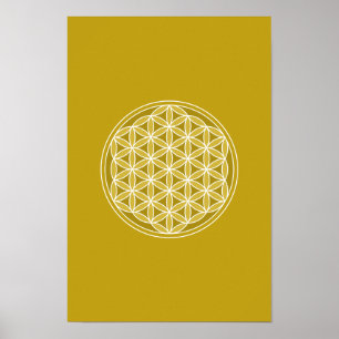 Poster Fleur de vie - Golds & White