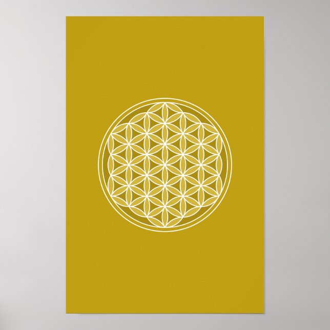 Poster Fleur de vie - Golds & White (Devant)