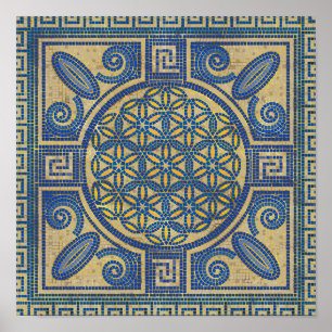 Poster Fleur de vie Mosaïque de mosaïque ornement N1