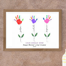 Fleur d'empreinte personnalisée Art 3 noms de fleu