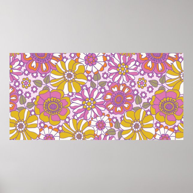 Poster Fleur des années 60 rétro. motif d'illustration vi (Devant)